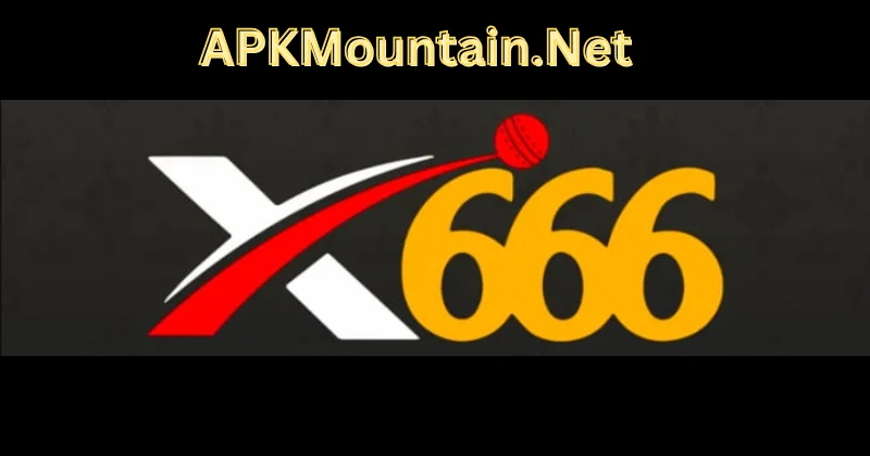 x666 game logo with a red cricket ball design and the website text “APKMountain.Net” above it.
