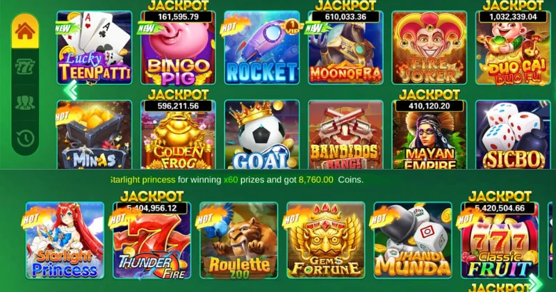 "WT777 Game APK casino slots, Teen Patti, roulette, and jackpot games interface"