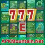 777e Game APK logo with game cards in the background – APKMountain.net