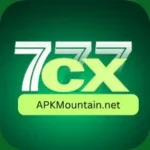 Logo of 777cx game app with green background and APKMountain.net label.