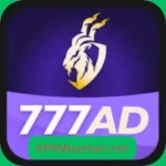Logo of 777AD game app with a lion emblem and bold text on a purple background.