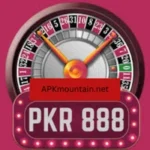 PKR 888 game logo with roulette wheel and APKmountain.net label