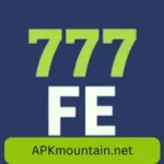 Logo of 777FE Game with APKmountain.net branding on a dark blue background.
