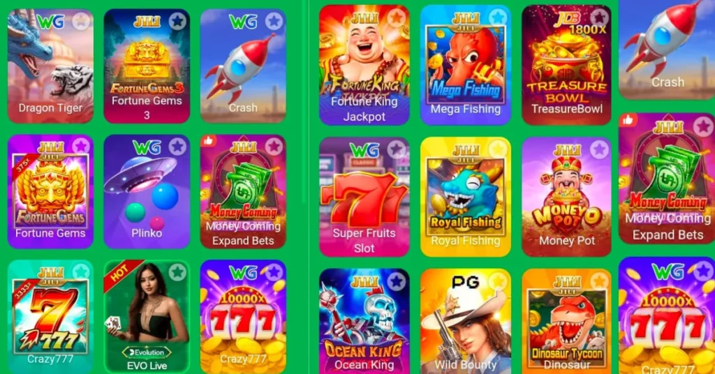 Colorful game icons from the LLYY Game app showing casino, fishing, and slot games.