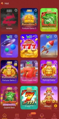 Mobile screen showing a game interface from the 777FE app, displaying various slot and casino-style games like Aviator, Fortune Gems, Crazy777, and Money Coming.