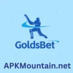 GoldsBet Game logo featuring a cricket player in blue with APKMountain.net text below.