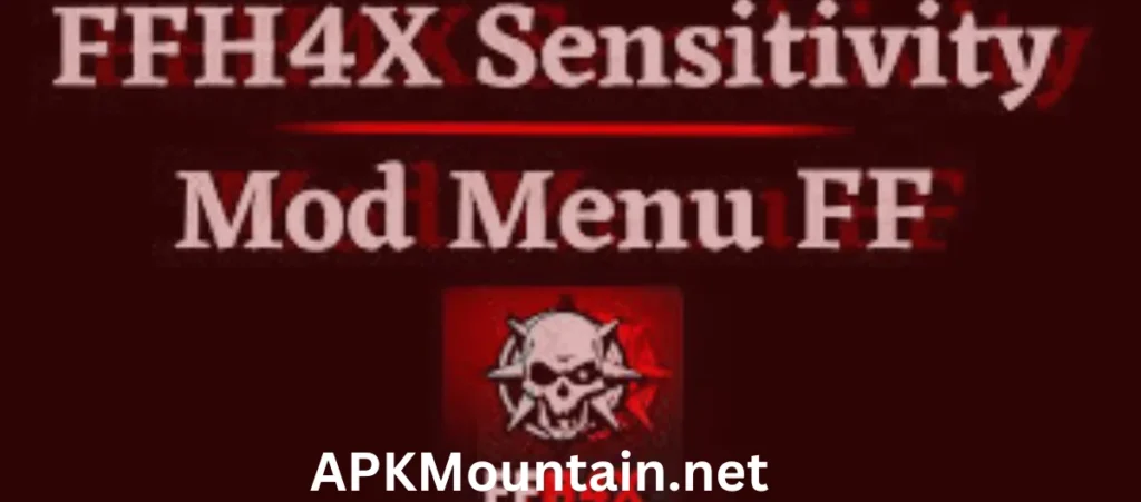 FFH4X Sensitivity Mod Menu FF logo with skull icon on red background.