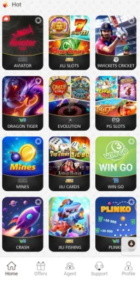 J10 gaming app interface showing popular casino-style games like Aviator, JILI Slots, Mines, Plinko, and more.