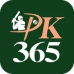 PK365 cricket game logo with bat and ball icon on dark green background
