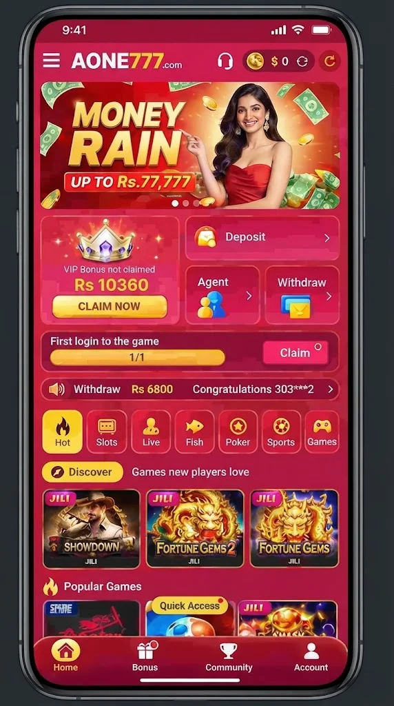 Aone 777 Game interface