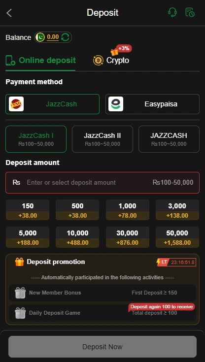 PAKPLAY deposit